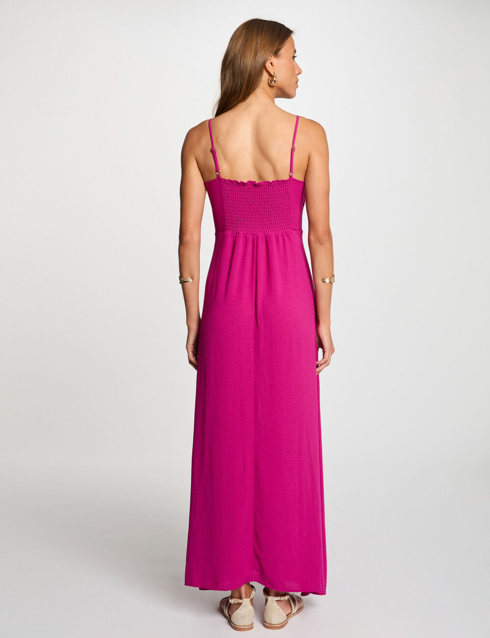 Robe longue droite fendue violet femme