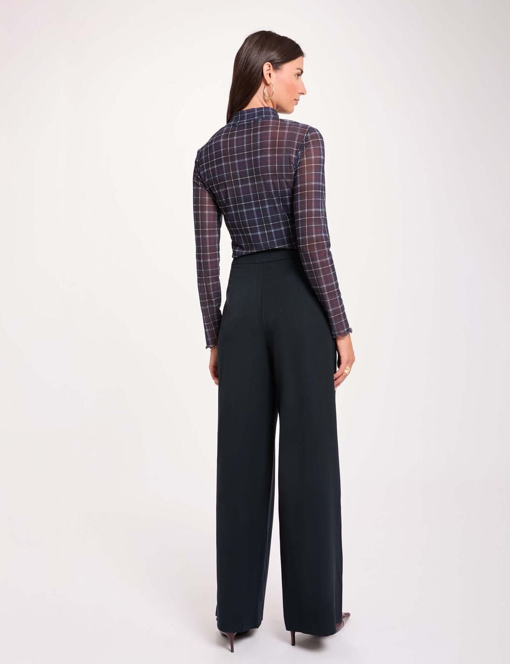 Weite Hose mit Falten marineblau damen