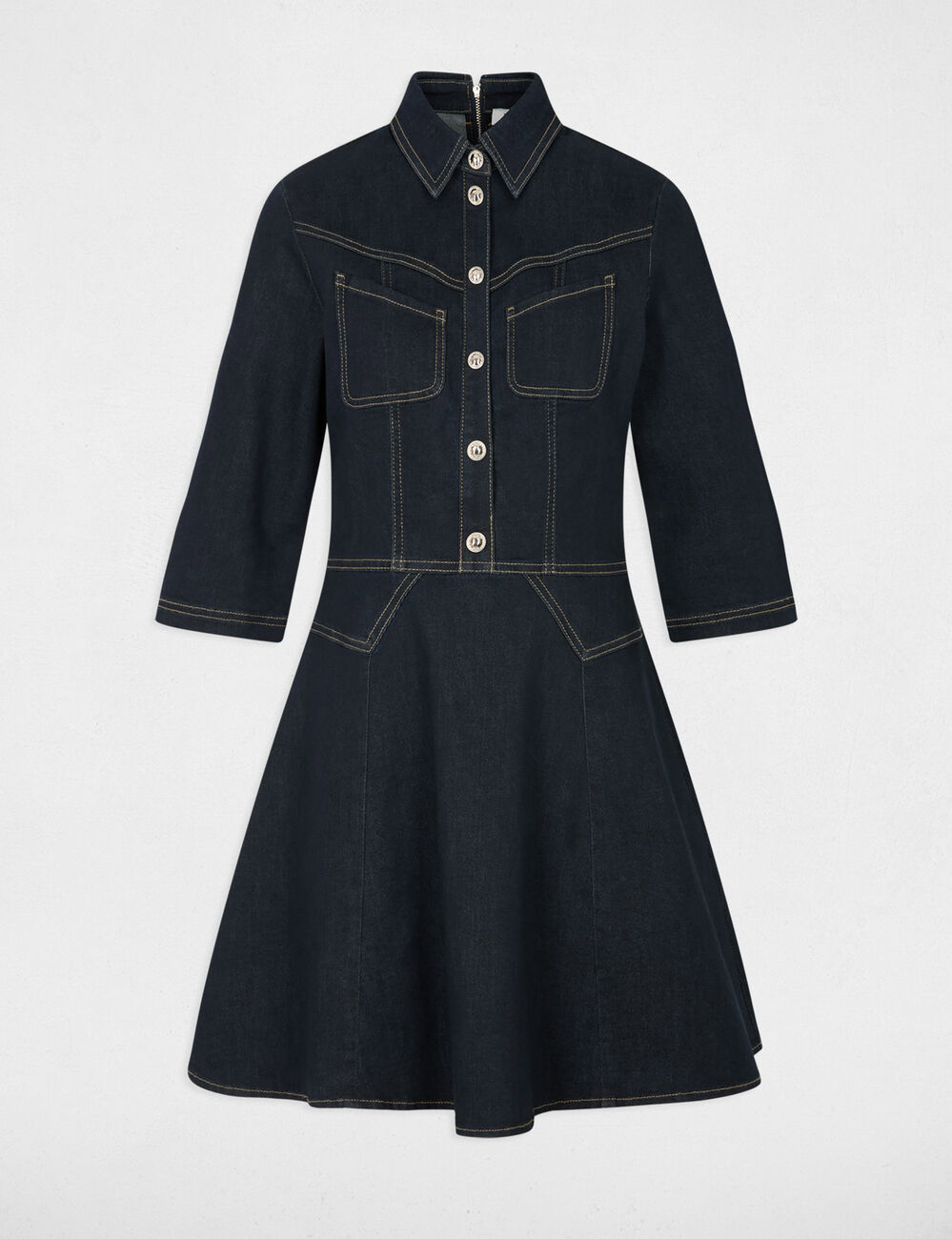 Robe courte en jean denim brut femme