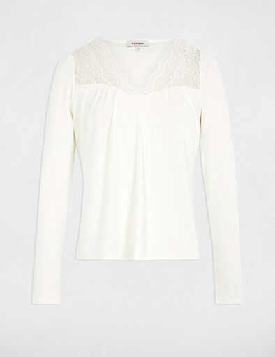 Langarm-T-Shirt weiss damen