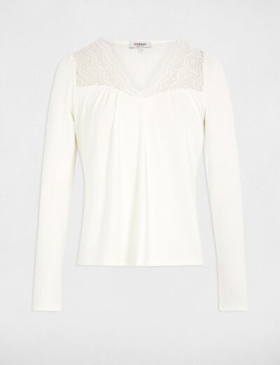 Langarm-T-Shirt weiss damen
