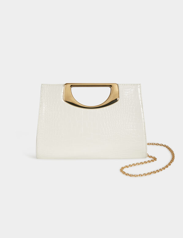 beuteltasche in kroko optik weiss damen Beuteltasche in Kroko-Optik weiss damen