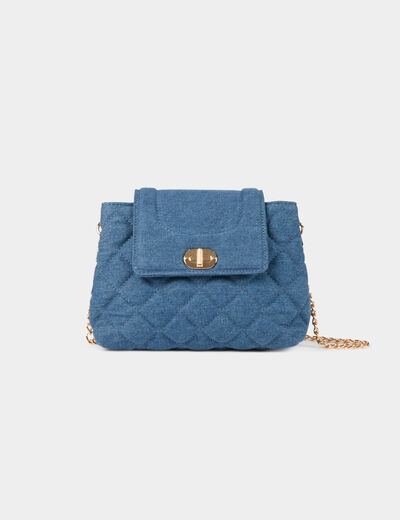 Sac pochette jean matelassé denim stone femme