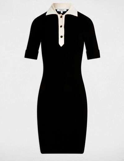Kurzes tailliertes Strickkleid schwarz damen