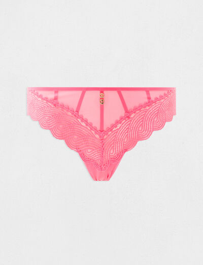 Slip en dentelle rose femme