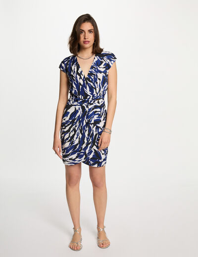 Robe courte ajustée imprimée multicolore femme