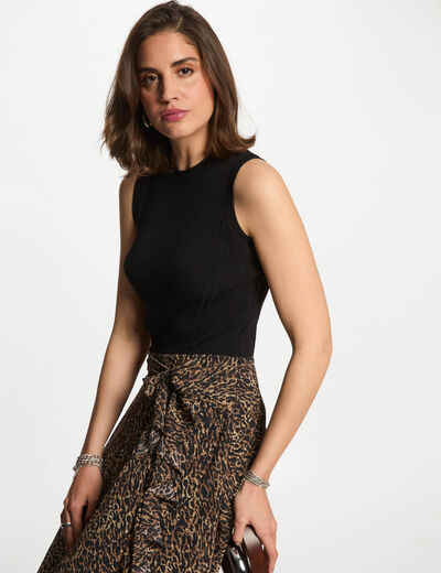 Ausgestelltes Kleid mit Muster mehrfarbig damen
