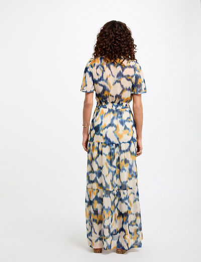 Langes gerades Kleid mit Print mehrfarbig damen