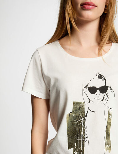 T-shirt à inscription blanc femme
