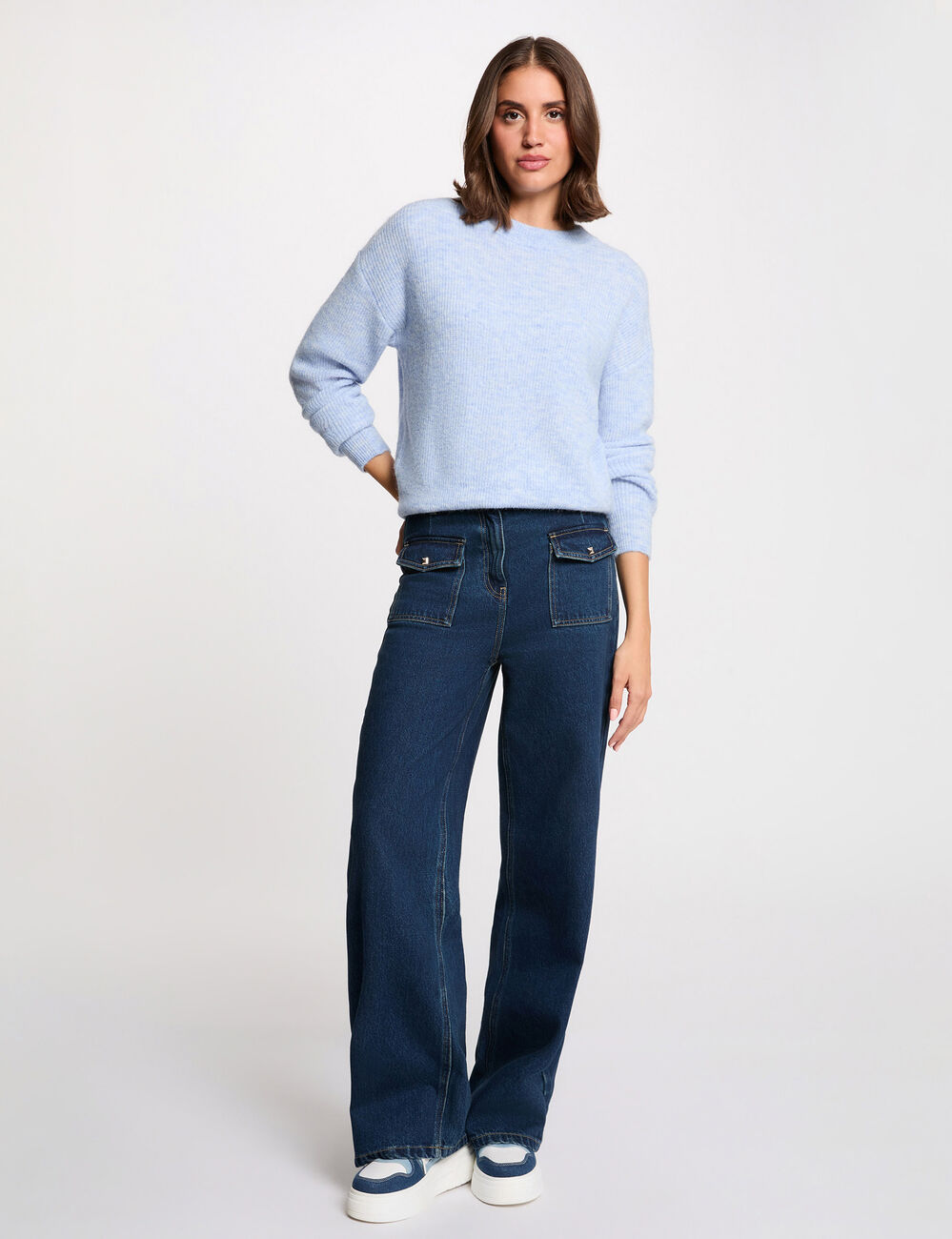 Pullover mit Rundhalsausschnitt himmelblau damen