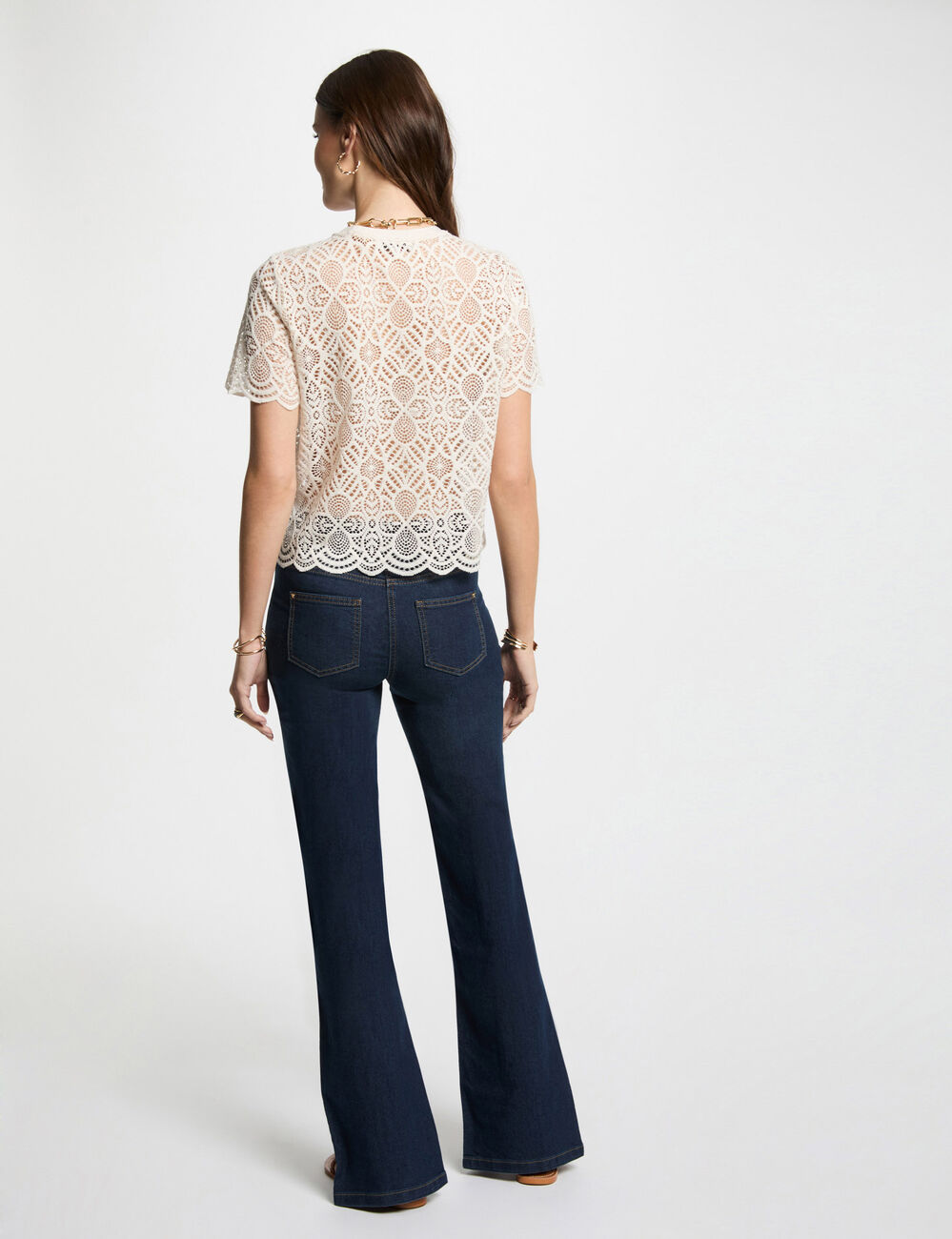 Jeans bootcut avec fentes denim brut femme