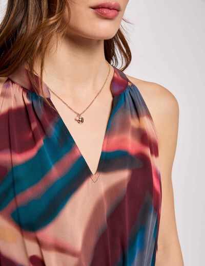 Robe longue droite imprimée multicolore femme