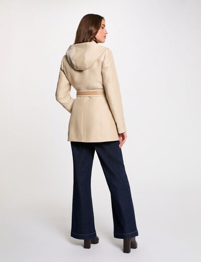 Mittellanger Trenchcoat mit Kapuze beige damen