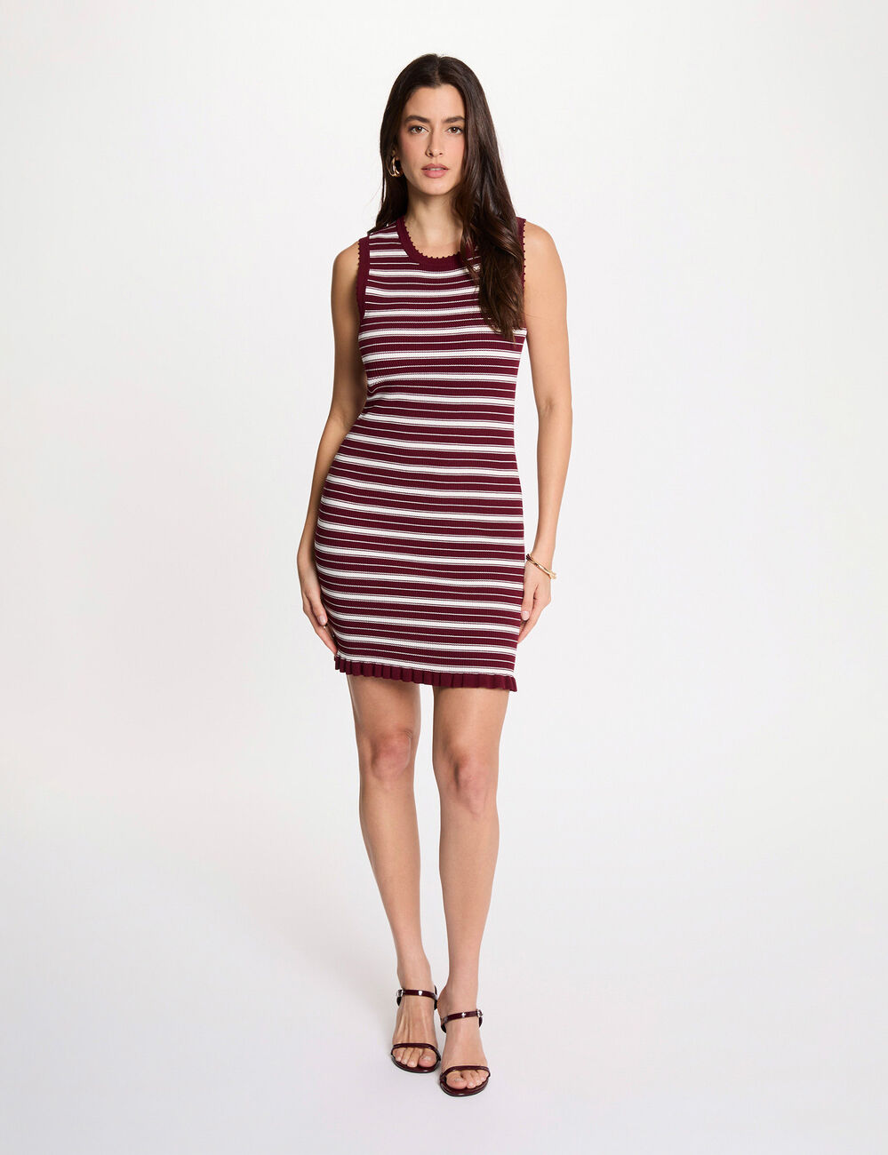 Strickkleid ohne &Auml;rmel bordeaux damen
