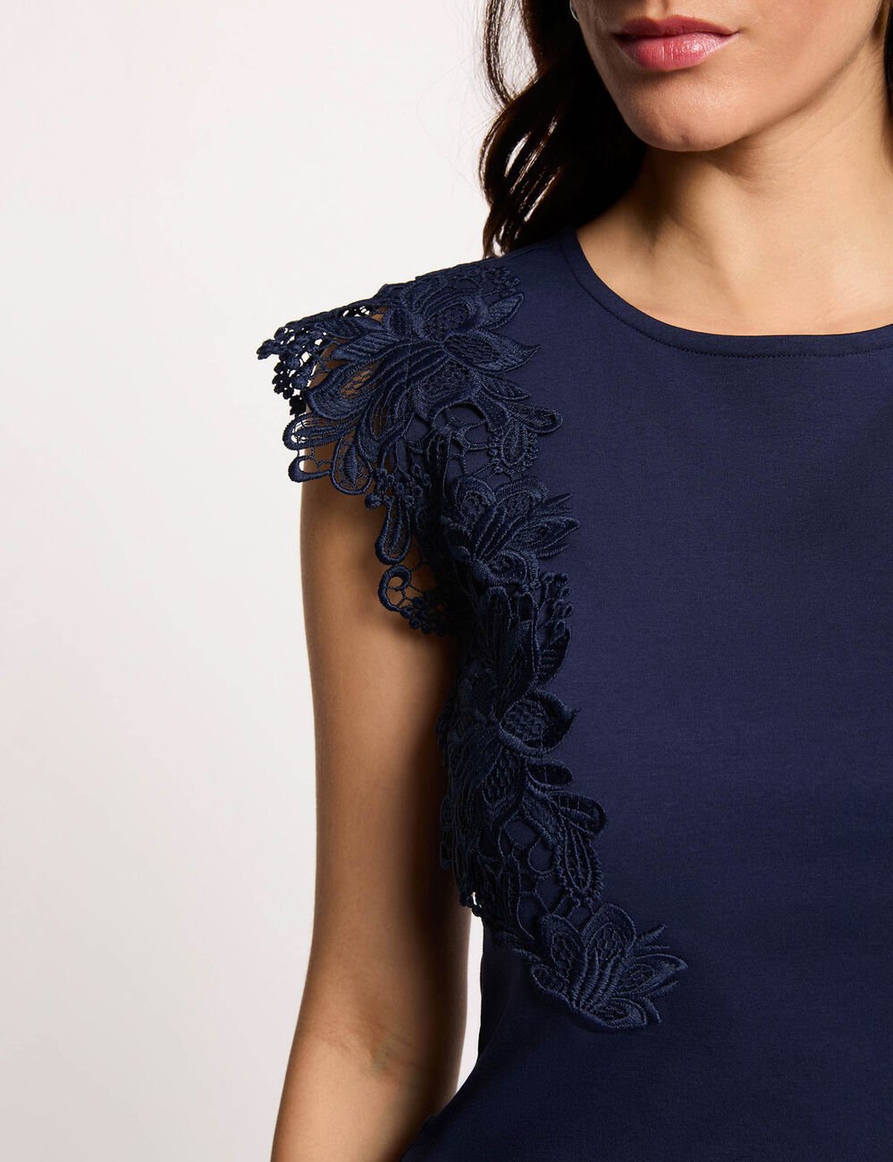 T-shirt mit kurzen &Auml;rmeln marineblau damen