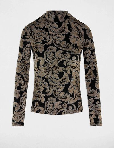 T-shirt col montant noir femme