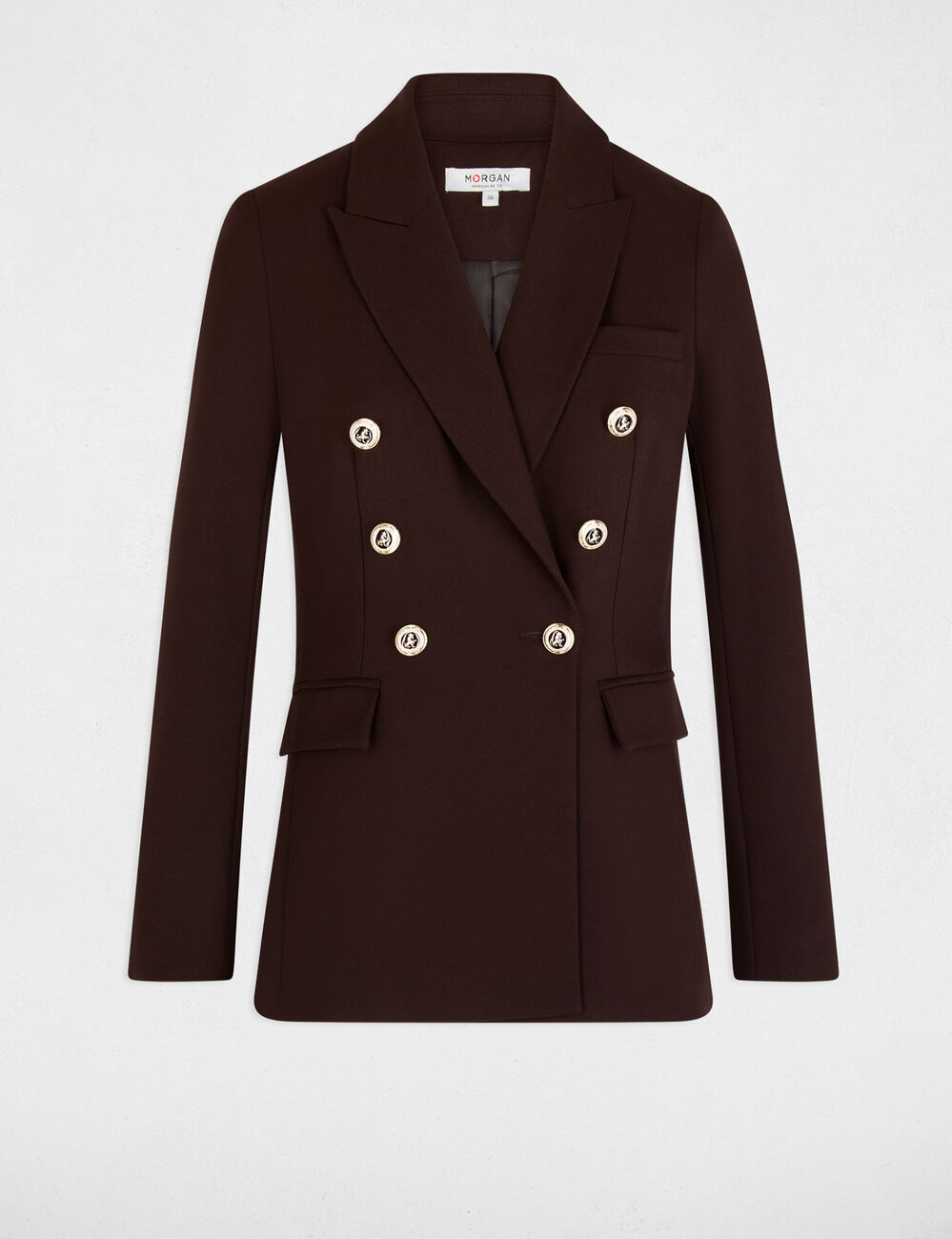 Blazer ajust&eacute; sans manches marron fonc&eacute; femme