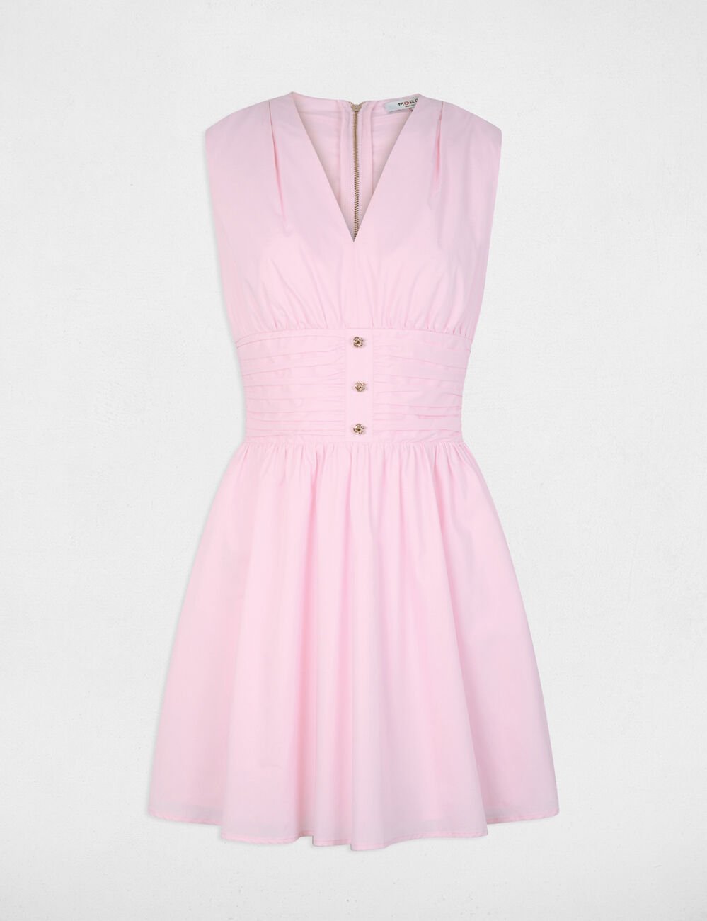 Kurzes Kleid mit V-Ausschnitt rosa damen