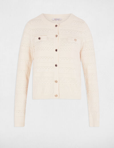 Rundhals-Cardigan elfenbein damen