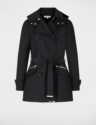 trenchcoat mit gurtel und kapuze schwarz damen Trenchcoat mit Gürtel und Kapuze schwarz damen
