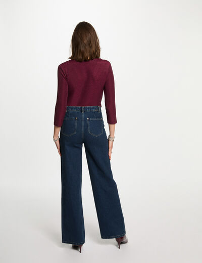 T-shirt manches 3/4 prune femme