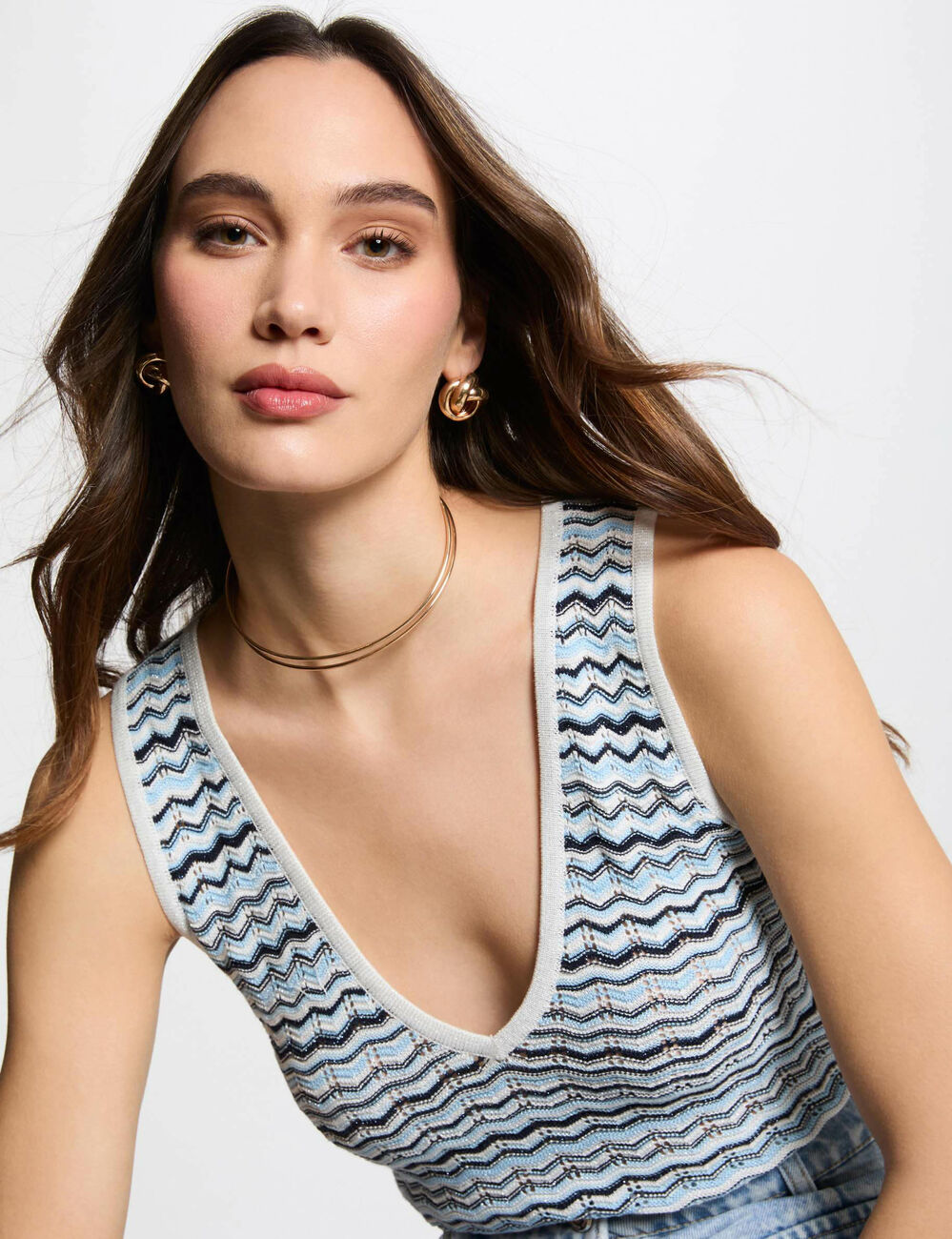 Top maille sans manches multicolore femme