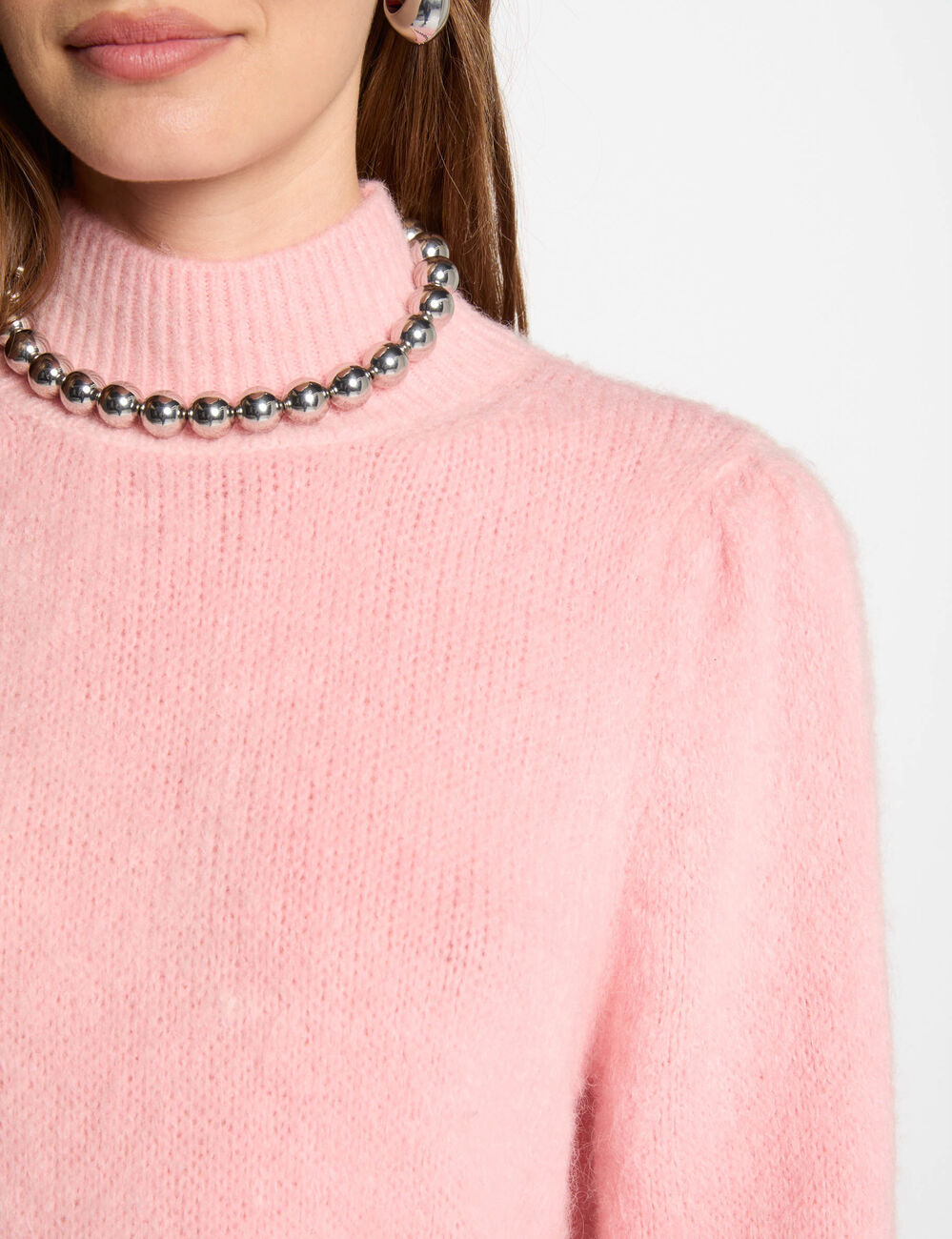 Strickjacke mit Stehkragen rosa damen