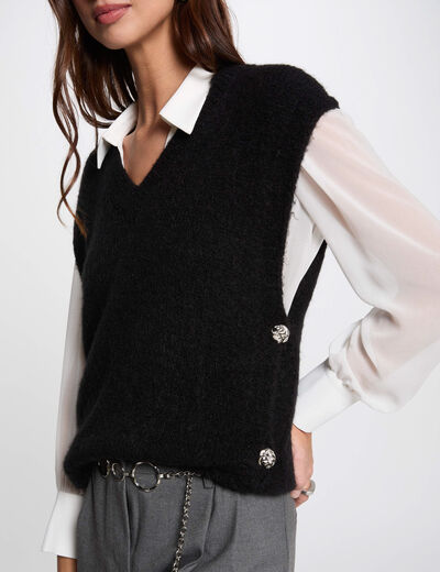 Ärmelloser Pullover schwarz damen