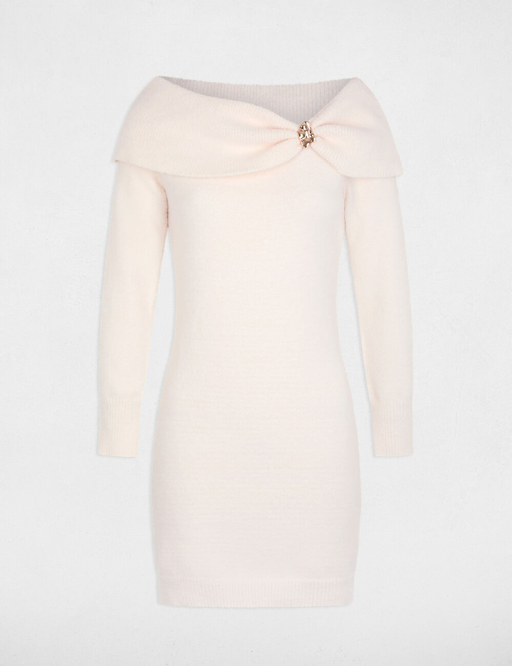 Strickkleid mit Bardot-Ausschnitt elfenbein damen