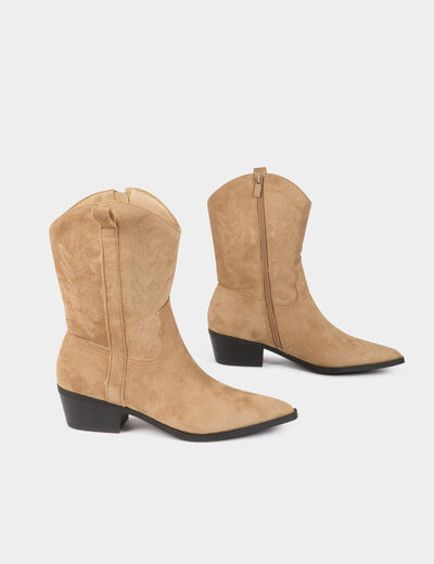 Western-Stiefel mit Absatz beige damen