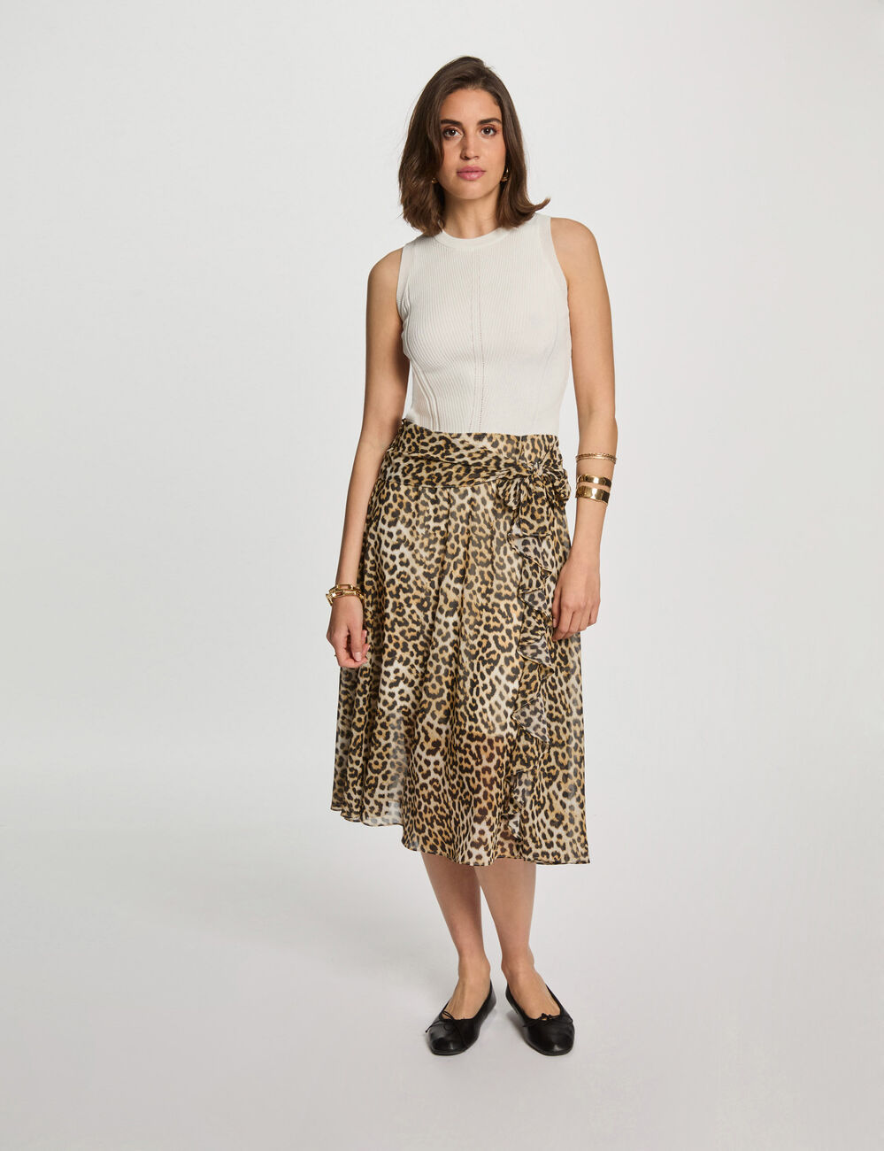 Robe évasée imprimée multicolore femme