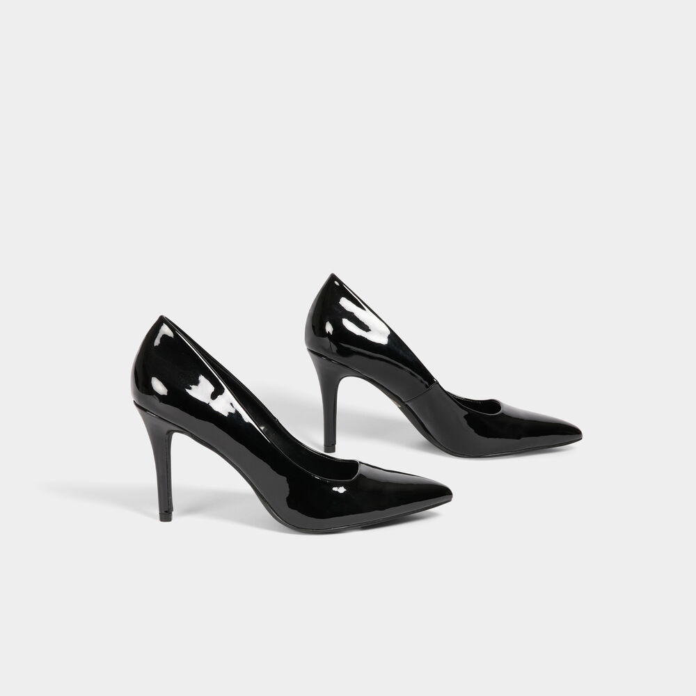 Lackierte Pumps mit Absatz schwarz damen