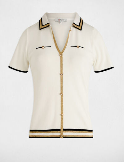 Kurzarm-Polo-Pullover weiss damen