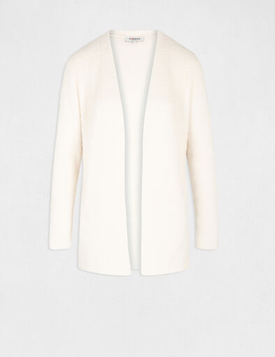 Lange Strickjacke mit flauschigem Strick elfenbein damen