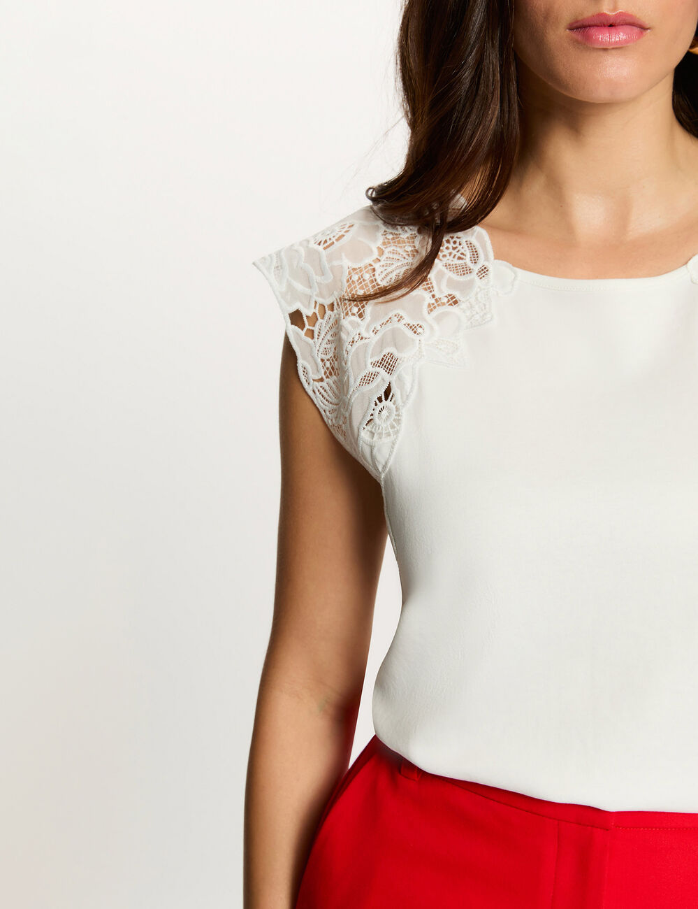 &Auml;rmelloses Spitzen-Top weiss damen