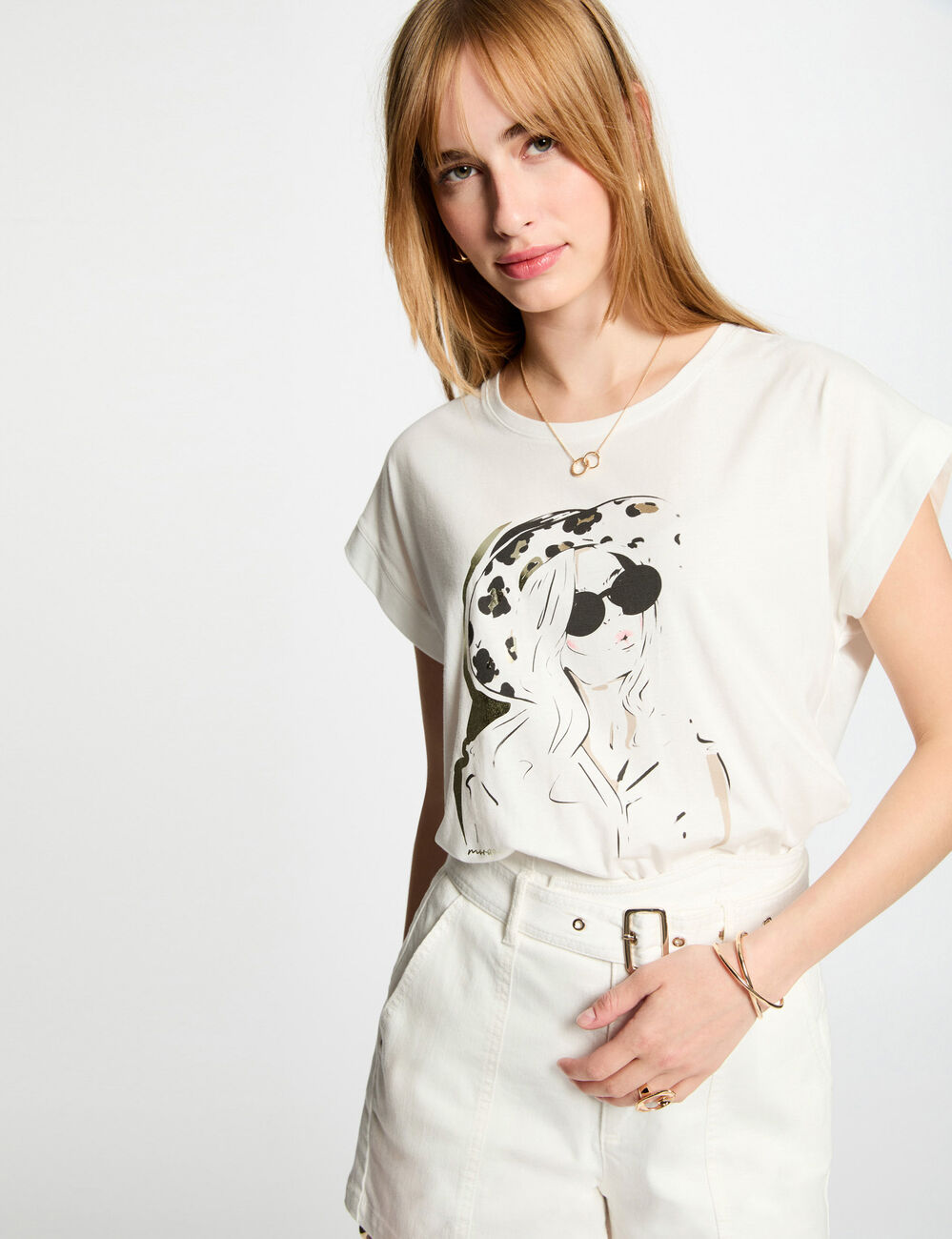 T-shirt mit Aufschrift weiss damen
