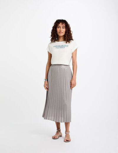 Langer Plisseerock couleur argent damen
