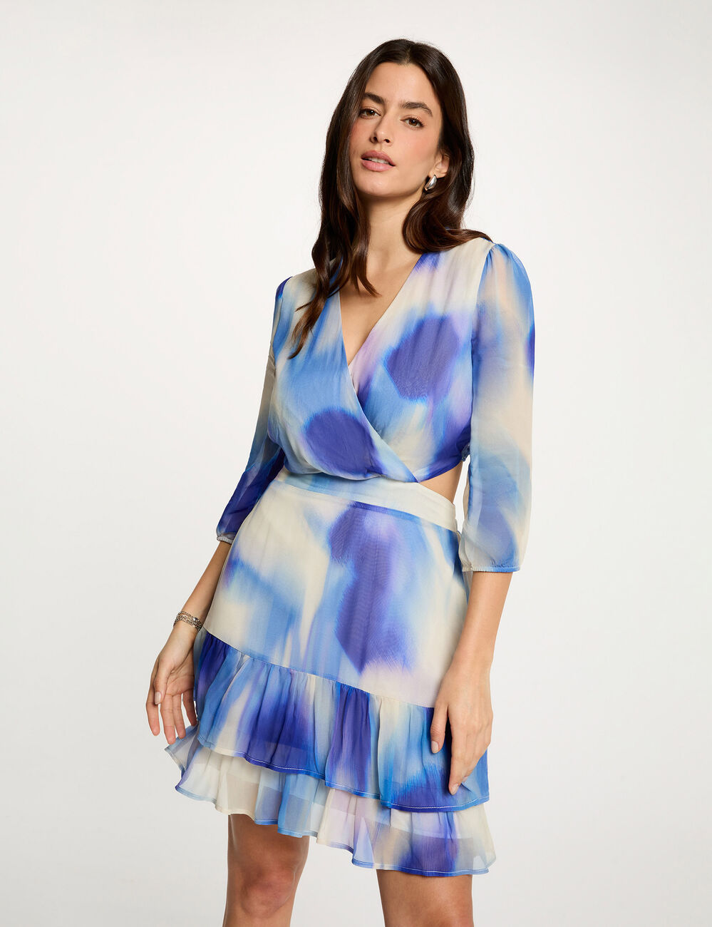 Robe courte ajust&eacute;e multicolore femme
