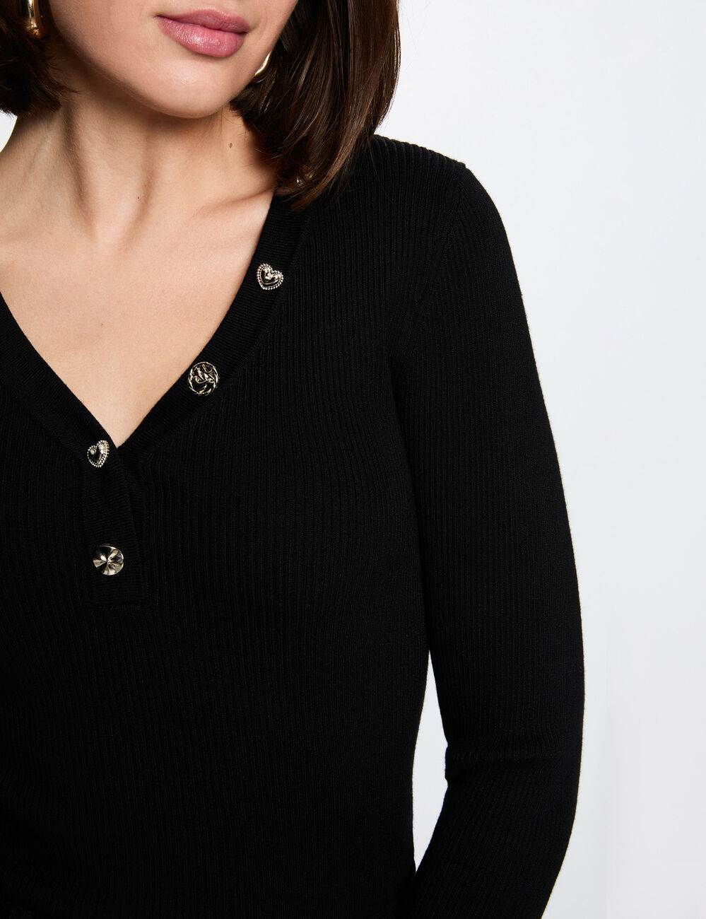 Pullover mit V-Ausschnitt schwarz damen
