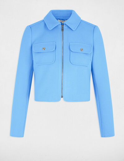 Veste courte zippée bleu femme