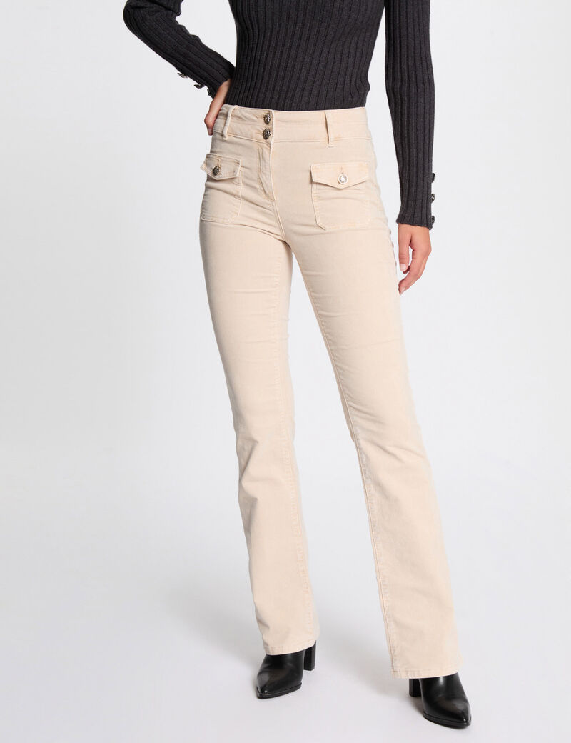 pantalon ajuste velours ivoire femme Pantalon ajusté velours ivoire femme