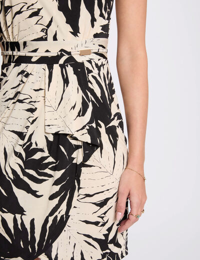 Robe courte ajustée imprimée multicolore femme
