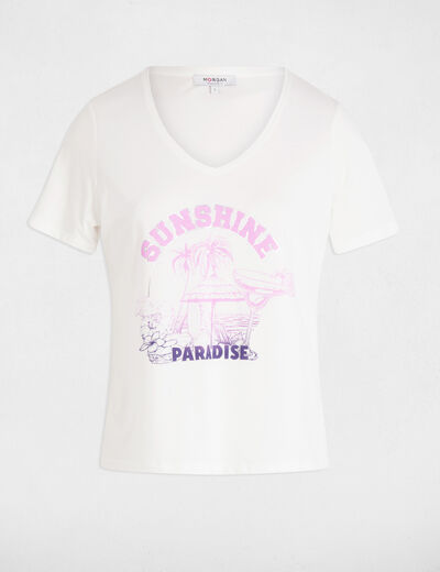 T-Shirt mit Aufschrift weiss damen