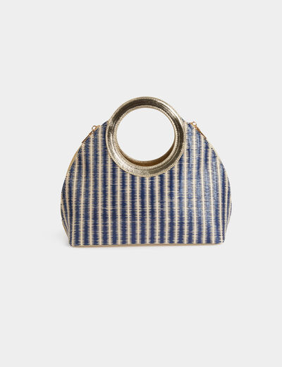 Sac tressé à rayures multicolore femme