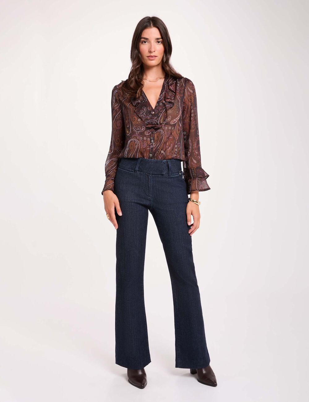 Bootcut-Jeans mit G&uuml;rtel blau damen