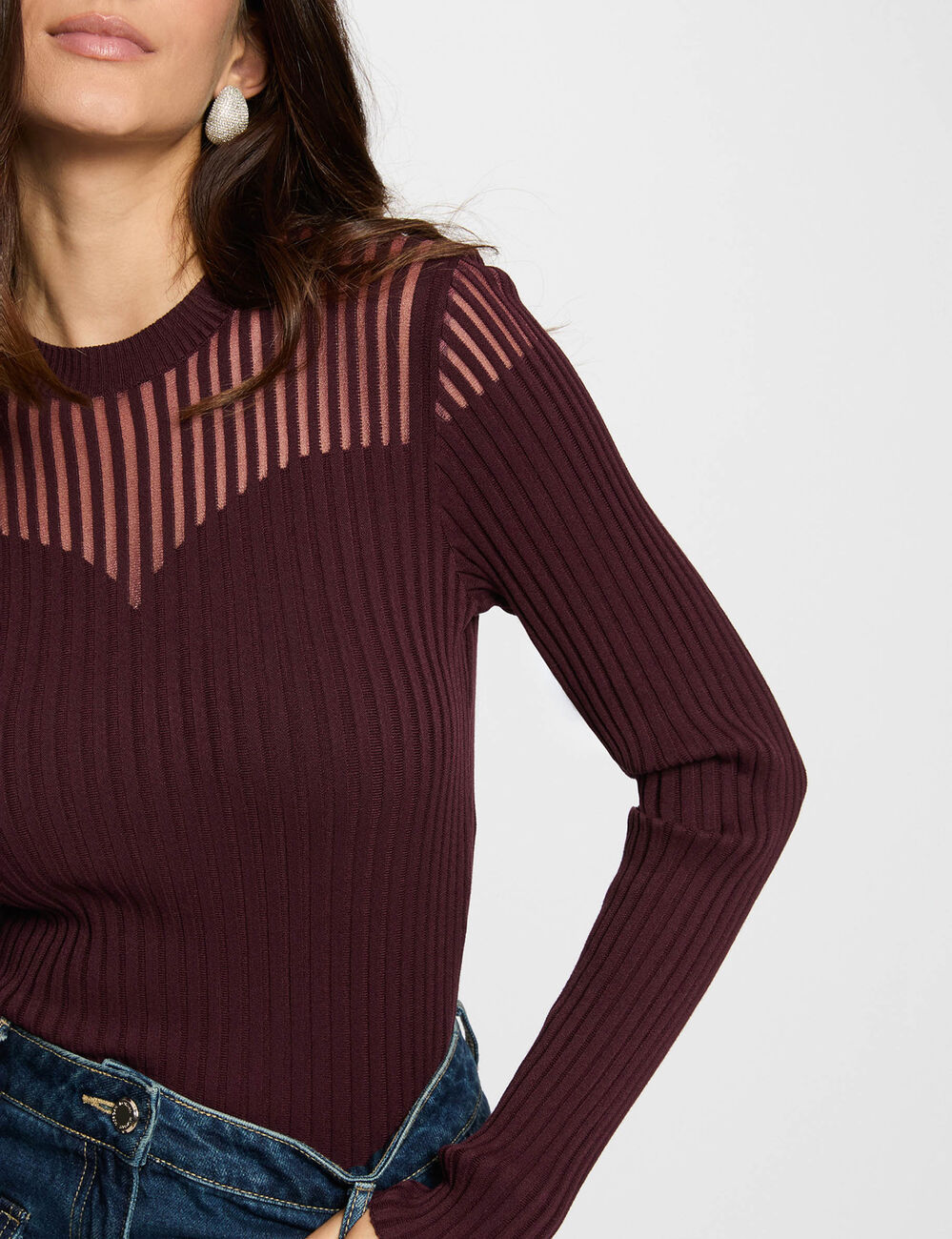Pullover mit langen Ärmeln pflaume damen