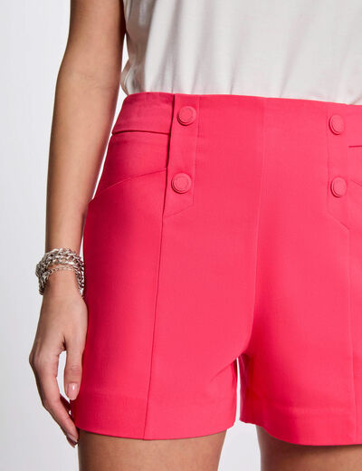 Gerade geschnittene Shorts mit Abnähern fuschia rot damen