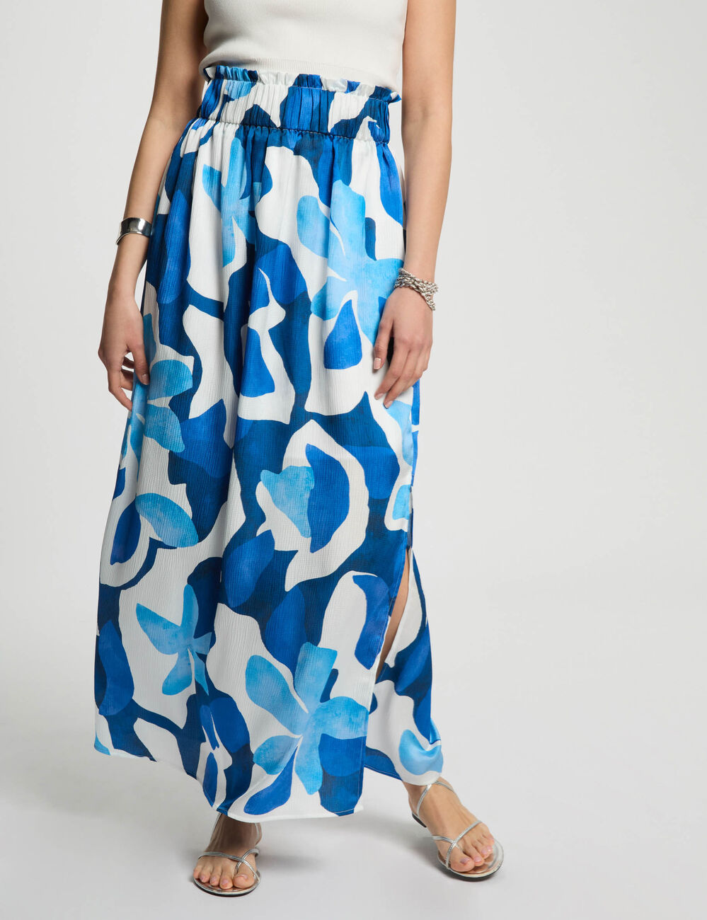 Jupe longue imprimée multicolore femme