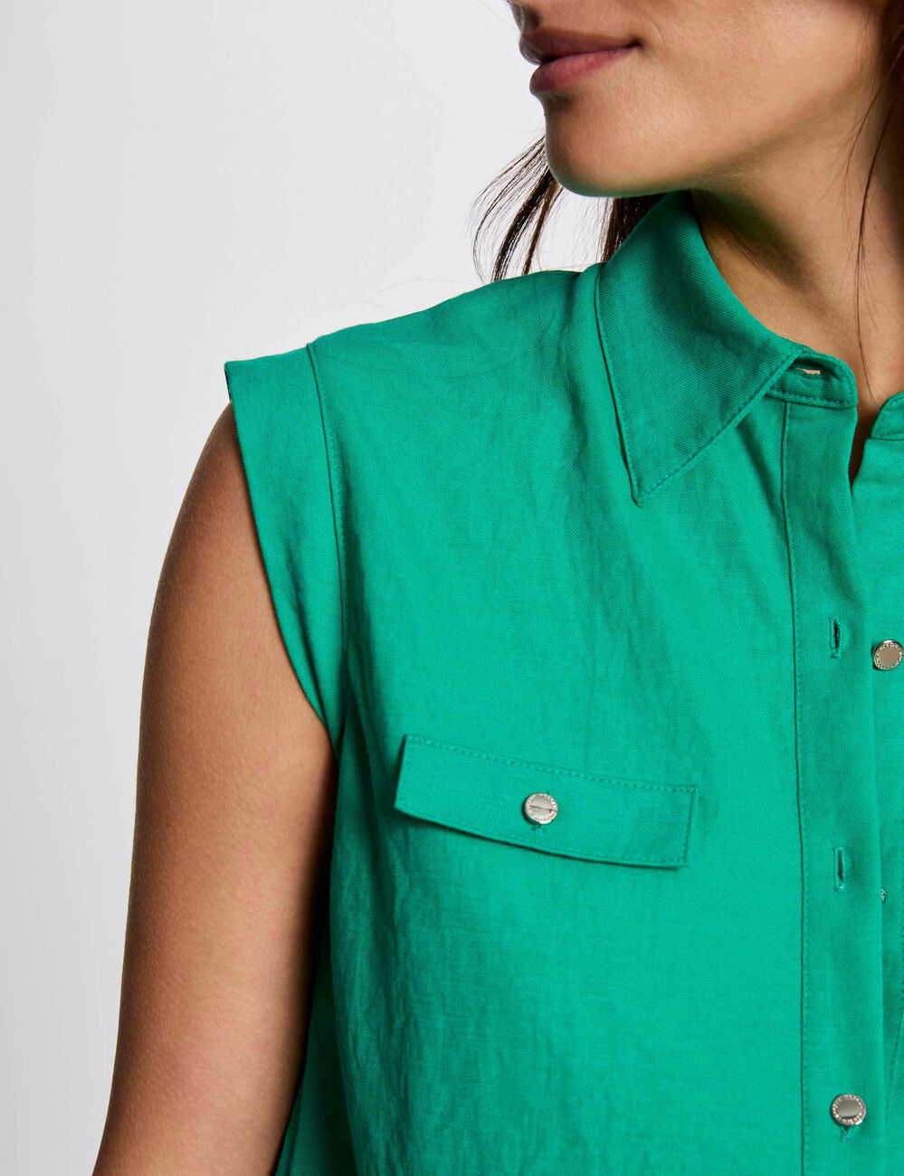 Ärmellose Bluse smaragdgrün damen