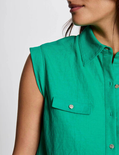 Ärmellose Bluse smaragdgrün damen